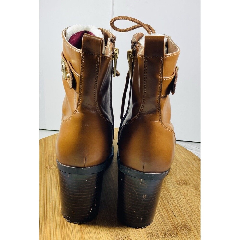 Tommy Hilfiger Women's Brown Block Heel Ankle Boots Booties Lace Up Size 8M - Picture 5 of 7